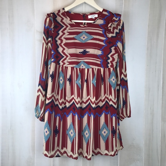 Umgee Dresses & Skirts - Umgee Boho/Aztec Print Long Sleeve Dress